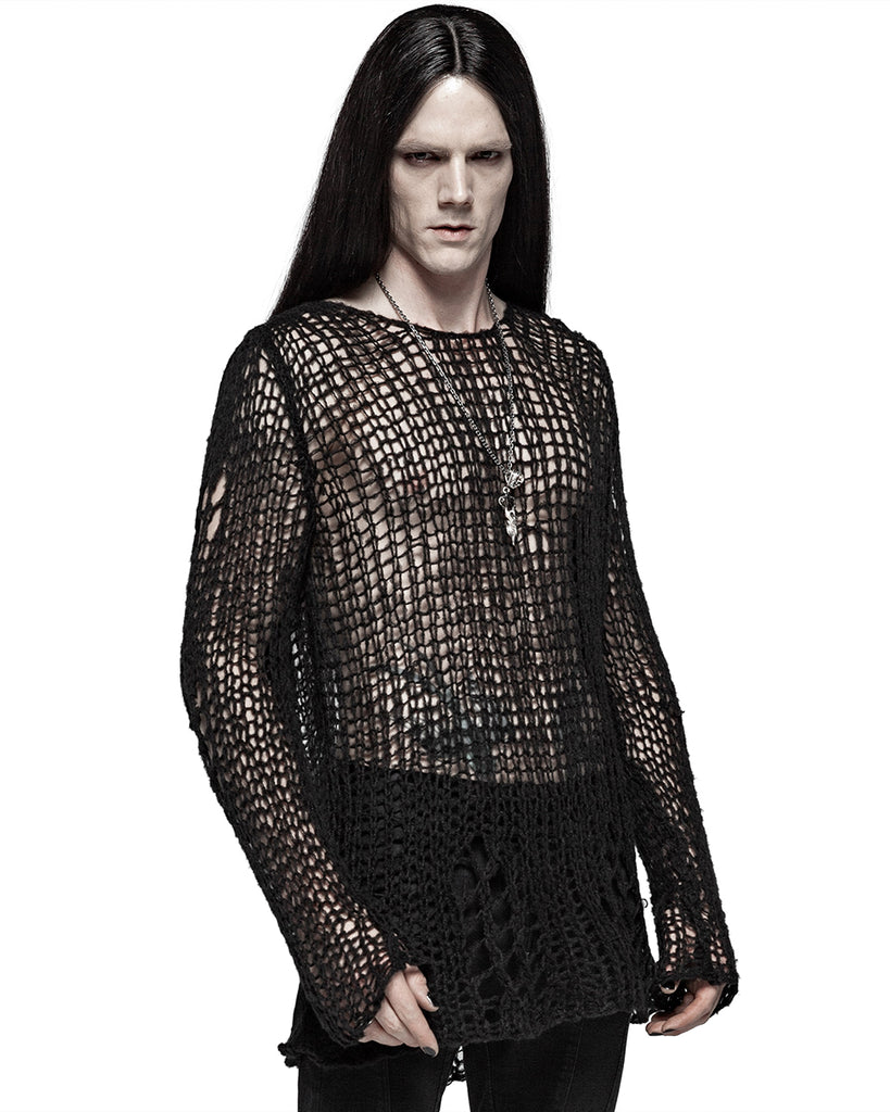 Distressed Knit Rave Punk Rave Mens Shredded Knit Sweater - Black – Violent Delights