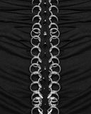 Punk Rave Womens Gothic Skull Print Laser Cut Spinal Ring Lonf Sleeve Top