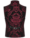 Punk Rave Mens Gothic Regency Damask Tapestry Waistcoat Vest - Black & Red