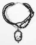 Punk Rave Womens Gothic Cameo Crucifix Beaded Necklace