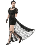 Dark In Love Womens Long Romantic Gothic Velvet & Lace Petals Dress
