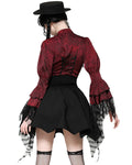 Dark In Love Womens Romantic Gothic Lolita Blouse Top & Cravat Set - Red & Black