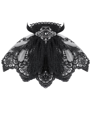 Devil Fashion Mens Gothic Aristocrat Lace Cravat Tie & Brooch