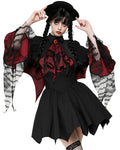 Dark In Love Womens Gothic Batwing Cameo Capelet Shrug - Black & Red