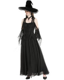 Dark In Love Long Dark Gothic Lace Cold Shoulder Maxi Dress