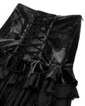 Dark In Love Womens Long Victorian Gothic Ruffled Velvet & Lace Maxi Skirt