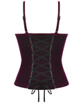 Dark In Love Womens Dark Gothic Vampire Velvet Cami Corset Top - Red & Black