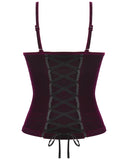 Dark In Love Womens Dark Gothic Vampire Velvet Cami Corset Top - Red & Black