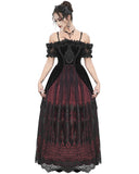 Eva Lady Dark Devore Gothic Velvet & Lace Wedding Dress - Black & Red