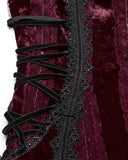 Punk Rave Daily Life Womens Long Gothic Crushed Velvet Applique Maxi Dress - Red