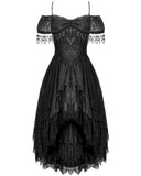 Dark In Love Womens Elegant Gothic Black Lace Off-Shoulder Evening Prom Dress