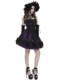 Devil Fashion Womens Gorgeous Gothic Embellished Lace Party Prom Dress - Purple & Black