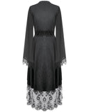 Dark In Love Womens Black Gothic Satin & Lace Kimono Dress