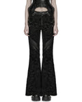 Punk Rave Womens Baroque Gothic Rose Flared Pants