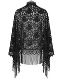 Eva Lady Womens Baroque Gothic Lace Fringed Shawl Cape