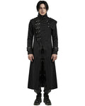 Punk Rave Mens Long Gothic CyberPunk Asymmetric Shoulder Armour Trench Coat