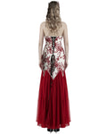 Punk Rave Womens Long Gothic Floral Sequined Wedding Prom Dress - White & Red