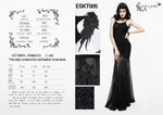 Eva Lady Long Gothic Flocked Velvet Mesh Mermaid Evening Dress