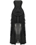 Punk Rave Womens Long Gothic Mesh Strapless Dress With Embroidered Lace