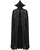 Punk Rave Mens Long Gothic Double-Breasted Cloak With Detachable Lace Ruffle