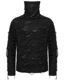 Punk Rave Mens Shredded Knit Apocalyptic Gothic Sweater Top - Black