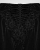 Punk Rave Womens Long Gothic Velvet & Lace Applique Maxi Skirt