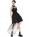 Dark In Love Womens Gothic Lolita Jacquard & Lace Fishtail Prom Dress