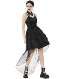 Dark In Love Womens Gothic Lolita Jacquard & Lace Fishtail Prom Dress