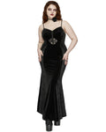 Punk Rave Plus Size Womens Gothic Velvet & Lace Dark Hearts Maxi Dress