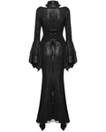 Punk Rave Womens Long Gothic Fitted Maxi Dress With Mesh Contrast - Black