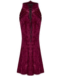 Punk Rave Daily Life Womens Long Gothic Velvet Applique Maxi Skirt - Red