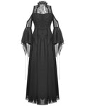 Dark In Love Long Dark Gothic Lace Cold Shoulder Maxi Dress