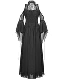 Dark In Love Long Dark Gothic Lace Cold Shoulder Maxi Dress