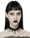 Punk Rave Womens Coffin Stone Gothic Lace Choker Collar Necklace