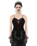 Dark In Love Womens Baroque Gothic Heart Velvet Corset Top - Red & Black