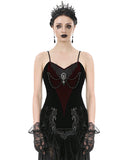 Dark In Love Womens Baroque Gothic Heart Velvet Corset Top - Red & Black
