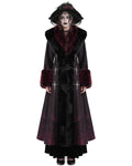 Eva Lady Womens Long Dark Gothic Lolita Winter Coat With Faux Fur Trim