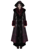 Eva Lady Womens Long Dark Gothic Lolita Winter Coat With Faux Fur Trim