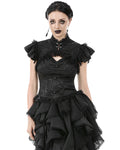 Dark In Love Womens Gothic Jacquard & Lace Keyhole Blouse Top