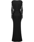 Punk Rave Womens Long Gothic Lace Sleeves Ruched Maxi Dress