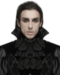 Punk Rave Mens Gothic Aristocrat Embroidered Lace Jabot Cravat - Black