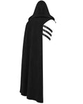 Punk Rave Mens Gothic Dark Knight One-Shoulder 2-Piece Hooded Cloak Cape Black