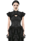 Dark In Love Womens Gothic Jacquard & Lace Keyhole Blouse Top
