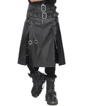 Devil Fashion Mens Dark Gothic Punk Chains Faux Leather Split Kilt Skirt