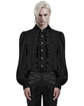 Punk Rave Mens Regency Gothic Pleated Ruffle Shirt