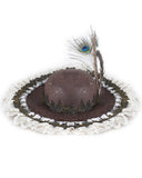 Devil Fashion Womens Steampunk Feather Pirate Cap Hat - Brown