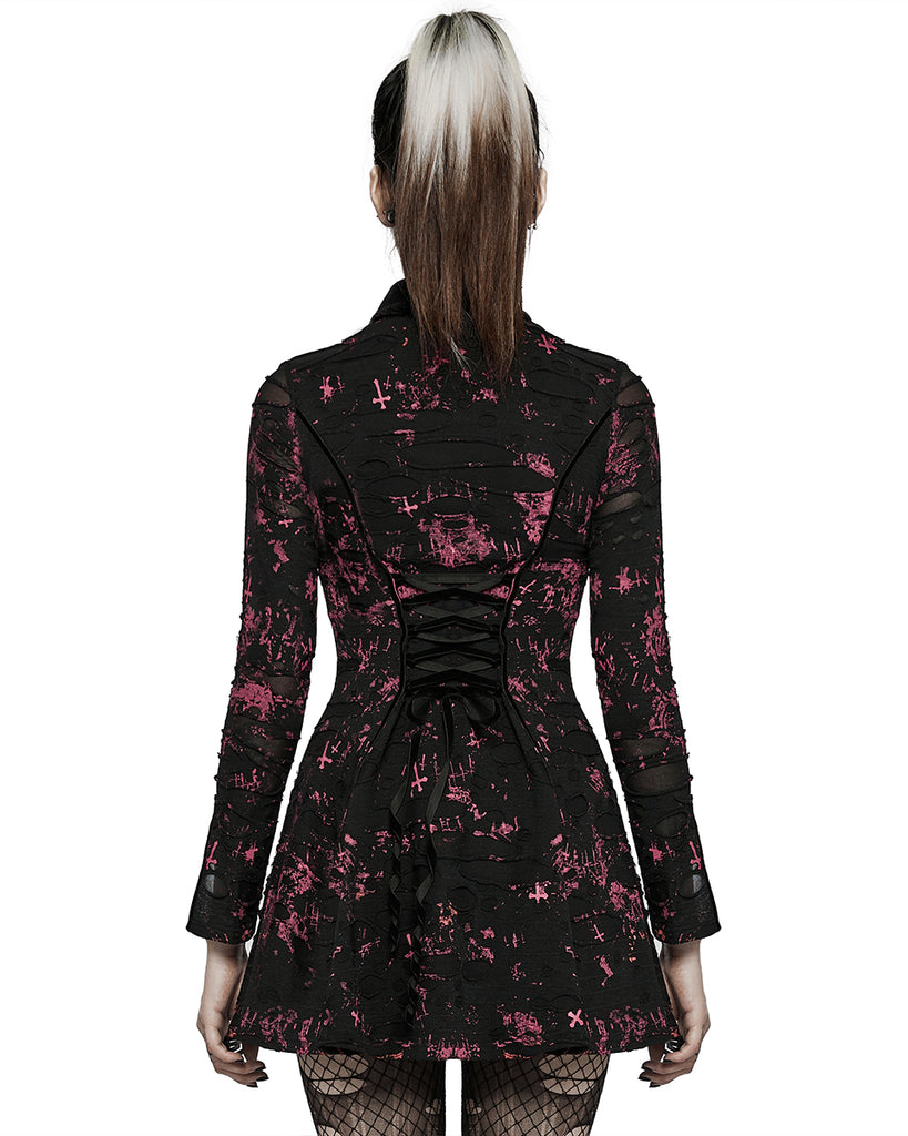 Pink Rover Dress Punk Rave Womens Corrosion Shredded Apocalyptic Punk Dress Black & Red ...