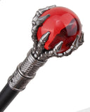 Penny Dreadful Gothic Skeleton Hand Swaggering Cane - Red Orb