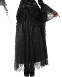 Dark In Love Womens Long Gothic Velvet & Lace Layered Maxi Skirt