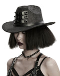 Punk Rave Unisex Distressed Faux Leather Strapping Fedora Hat